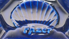 vintage Pfizer advertising ccolbalt blue ash tray Hexagonal sea shell design