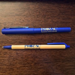 Lot of 2 PROZAC Medical Drug Rep Pharmaceutical Pens Bic Working Advertising