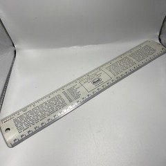 REXALL Vintage Metal 12″ Ruler- Dewey Decimal System – Pharmacy Advertising BB13