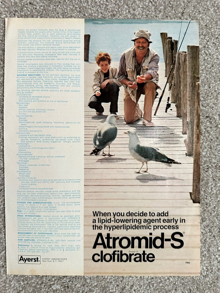 Vintage Atromid-S Pharmaceutical Single Page Magazine Advertisement
