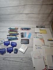 Vintage Pharmaceutical Medical Rep Lot – Pens, Clips, Calculator, Pencils, Paper