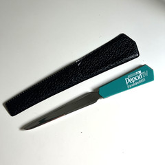 Vintage Pepcid IV Famotidine MSD Letter Opener Drug Pharma Advertising Teal Case
