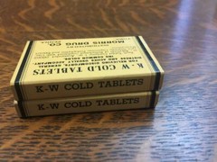 Lot of 2 Vintage K.W. Cold Tablets Morris Drug Co. Pill Cardboard Box Empty KW