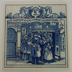 Burroughs Wellcome Blue & White Ceramic Pharmacy Pill Tile Social Place 1992 #23