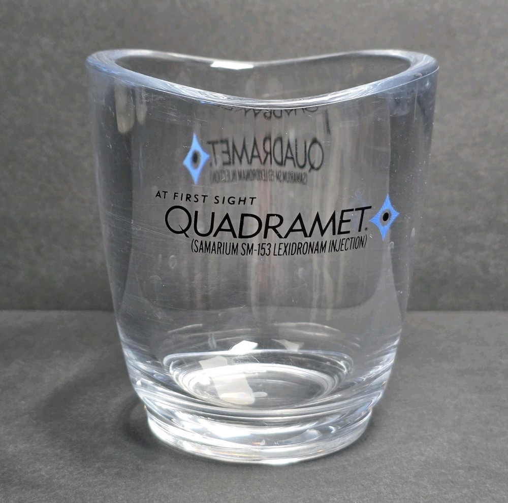 Quadramet Pharmaceutical RX Rep Cup Mug Medical Promo Hard Plastic Clear