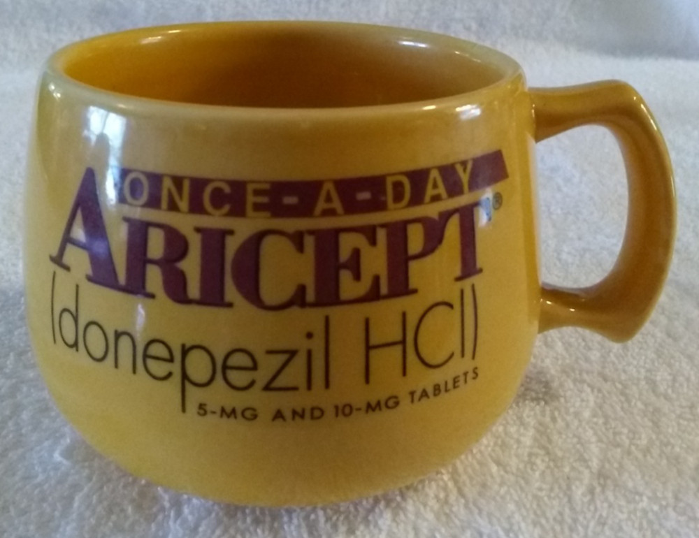Aricept Donepezil HCl Pharmaceutical Promo Coffee Mug Once A Day
