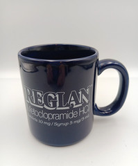 Reglan Pharmaceutical Coffee Cup Mug Drug Rep Advertising Blue White 10oz