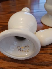 Vintage Owens Illinois Mortar and Pestle Finail Set Rx White and Gold Pharmacy