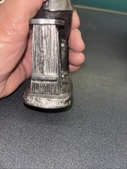Vintage Handcrafter Pewter PHARMACIST Druggist Statue 6″ Male w Mortar Pestle