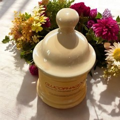 Vtg GLUCOPHAGE XR Pharmaceutical Advertisement Yellow Lidded Urn Apothecary Jar