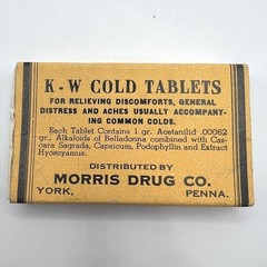 Vintage KW Cold Tablets Empty Box Morris Drug Co. Pill Cardboard