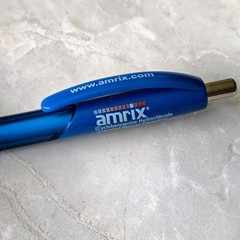 HTF Amrix Pharmaceutical Drug Rep Promo Advertising Pen RARE Blue Orange