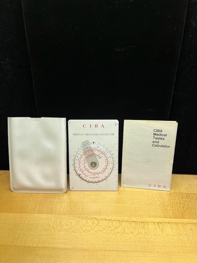 Vintage CIBA Medical Tables and Calulator with Pouch, Guide, Instructions