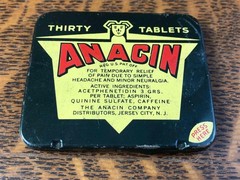Vintage Thirty Tablets Anacin Metal Tin Container Analgesic Pain Relief EMPTY