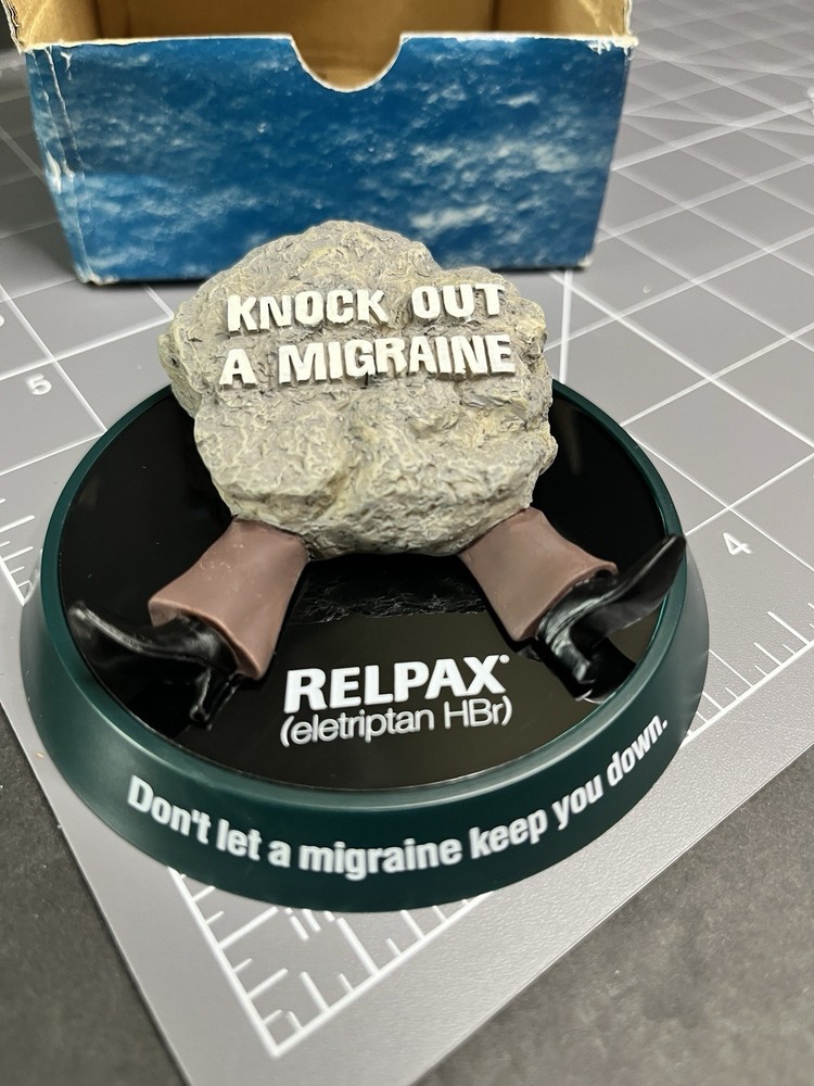 Pfizer RELPAX „Knock Out A Migraine“ DRUG REP Paperweight Pharma HEADACHE Toy