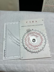 Vintage CIBA Medical Tables and Calulator with Pouch, Guide, Instructions