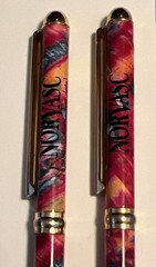 2x Vintage RARE Pharmaceutical NORVASC DRUG REP PEN Pair Artistic Colors Heavy
