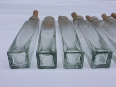 2 X Old Small Medicine Glass Pharmacy Bottle Green Long Approx. 9.5 Cm