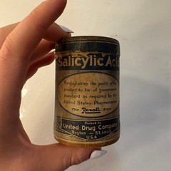 Vintage United Drug Company Salicylic Acid 1 Ounce Cardboard Apothecary Canister