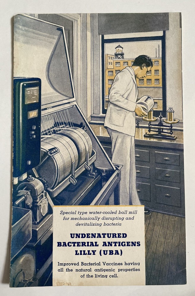 Vintage Eli Lilly Company Chemical Pamphlet Undenatured Bacterial Antigens M