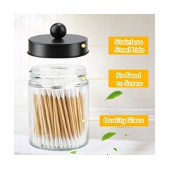 4 Pack Glass Apothecary Jars with Lids for Bathroom, Cute Qtip … FAST USA SHIP