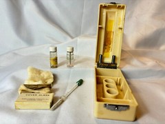 Art Deco BARD PARKER Blood Test Kit Dropper Cover Glass Empty Bottles & Cotton