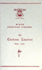 Chateau Laurier Hotel Menu 1950s Ottawa Canada Cocktail Wine Liquor List Vintage