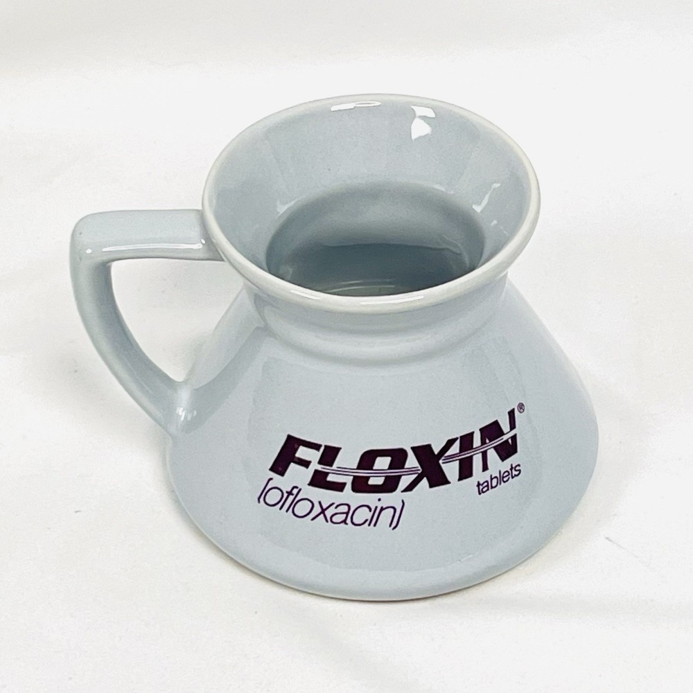 VTG FLOXIN Ofloxacin Pharmaceutical Advertising Ceramic Urinal Mug Medical Promo