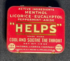 Advertising Medicine Tin HELPS Throat Pellets National Licorice Co Brooklyn NY