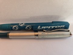 Lipitor Pharmaceutical Drug Rep Promo Ink Pens x2 Vintage Metal