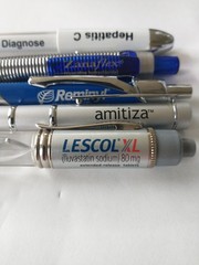 Lot 5 Pharmaceutical Drug Rep Pens Medical Pharmacy Collectibles Heavy Metal