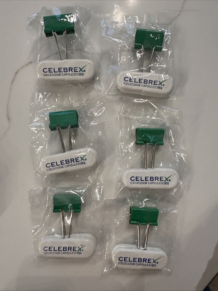 Lot Of 6 NEW Vintage Celebrex Drug Rep Pharmaceutical Paper Binder Clips