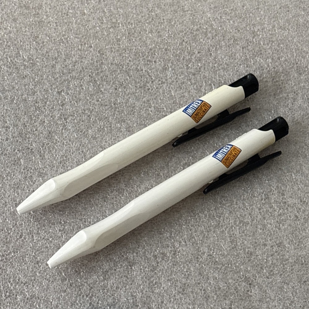 (2) IMITREX Pharma Drug Rep Promo Old Pencil Shaped Pens