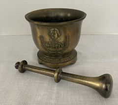 Brass Schering Mortar and Pestle, Dr. John Morgan, 4″ Tall, 1971