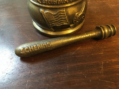 1983 Schering Vintage Brass Pharmacy Mortar & Pestle Paperweight Bookend, Lititz
