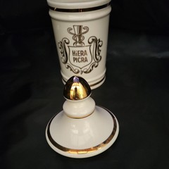 VINTAGE PHARMACY HIERA PICRA APOTHECARY CANISTER JAR WITH LID- OWENS, ILLINOIS