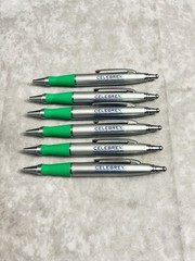 CELEBREX PHARMACEUTICAL REP PENS METAL SILVER GREEN GRIPS CHROME CLIP LOT OF 6