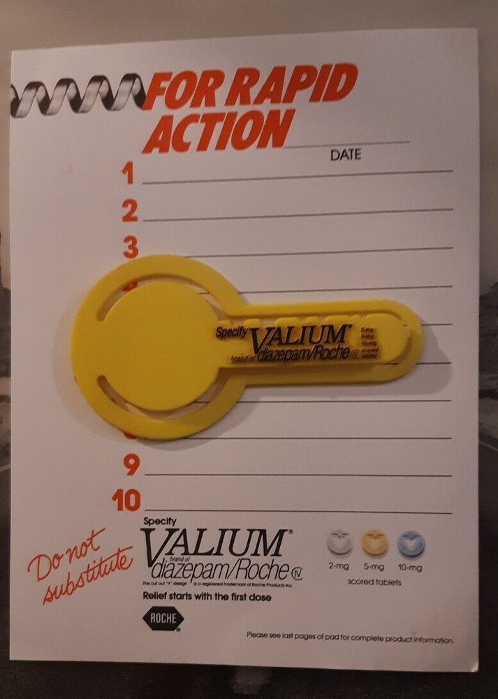 VINTAGE VALIUM ROCHE NOTE PAD AND PAPER CLIP PROMOTIONAL ITEM