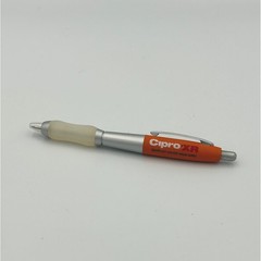 Vintage Cipro XR Pharmaceutical Advertising Pen Orange Silver Retractable Pharma