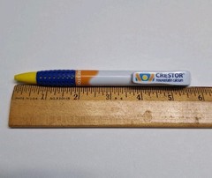 Crestor Drug Rep Pen Black Ink Works Blue Comfort Grip Yellow Tip