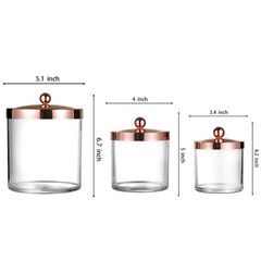 SheeChung 3-Pack Plastic Apothecary Jars with Rose Gold Metal Lids – Large 50…