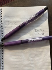 Lot of 2 Purple plastic Zyprexa Pharmaceutical Rep Pens One works, One Doesn’t