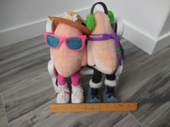 Atrovent Nasal Spray Plush Advertising Promo Giant Noses on Bench Earmuffs Scarf