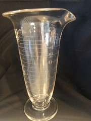Antique 1900s Whitall Tatum Co Apothecary Glass Footed Beaker – Etched / 16oz