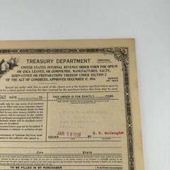 Vintage 1926 Treasury Department Opium Coca Leaves Order Form Philadelphia PA