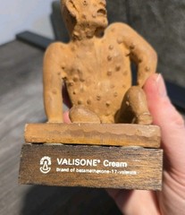 Vintage Pharmaceutical Advertising Figurine Valisone Cream Man With Skin Lesions