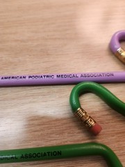 Lot Of 3 Promotional Pencils Foot Shaped American Podiatric Medical Association