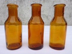 5 X Old Braune Medicine Glas Pharmacy Pharmacist Bottle 0.7oz Approx. 3in Braun