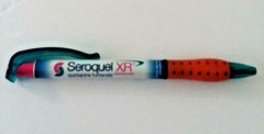 SEROQUEL XR 5.5″ Pharmaceutical DRUG REP PEN with ORANGE FINGER GUARD