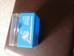 Pfizer advertisement plastic box , vintage holds 3 x 5 cards